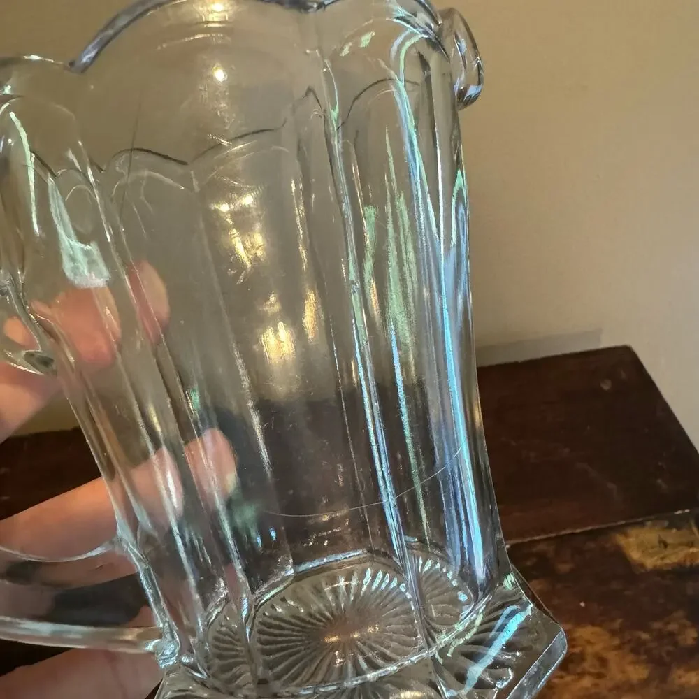 Bryce Vintage Pressed Glass faceted‎ Paneled small pitcher creamer & handle